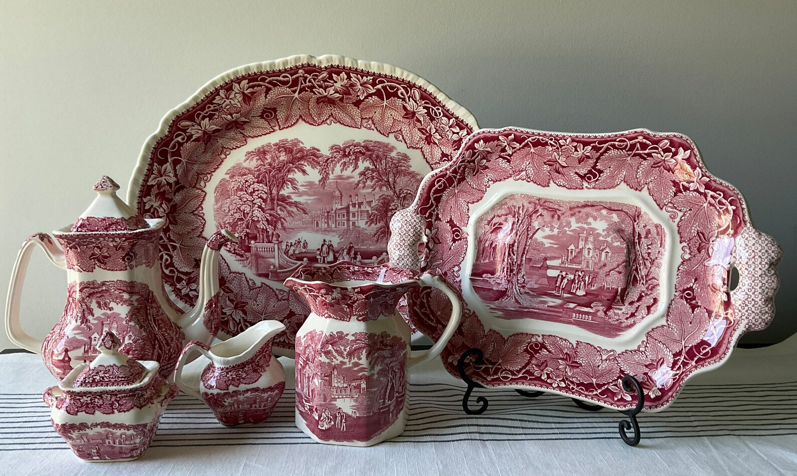 Masons England Vista Pink Dishes Coffeepot Set Creamer Sugar - Etsy | Etsy (US)