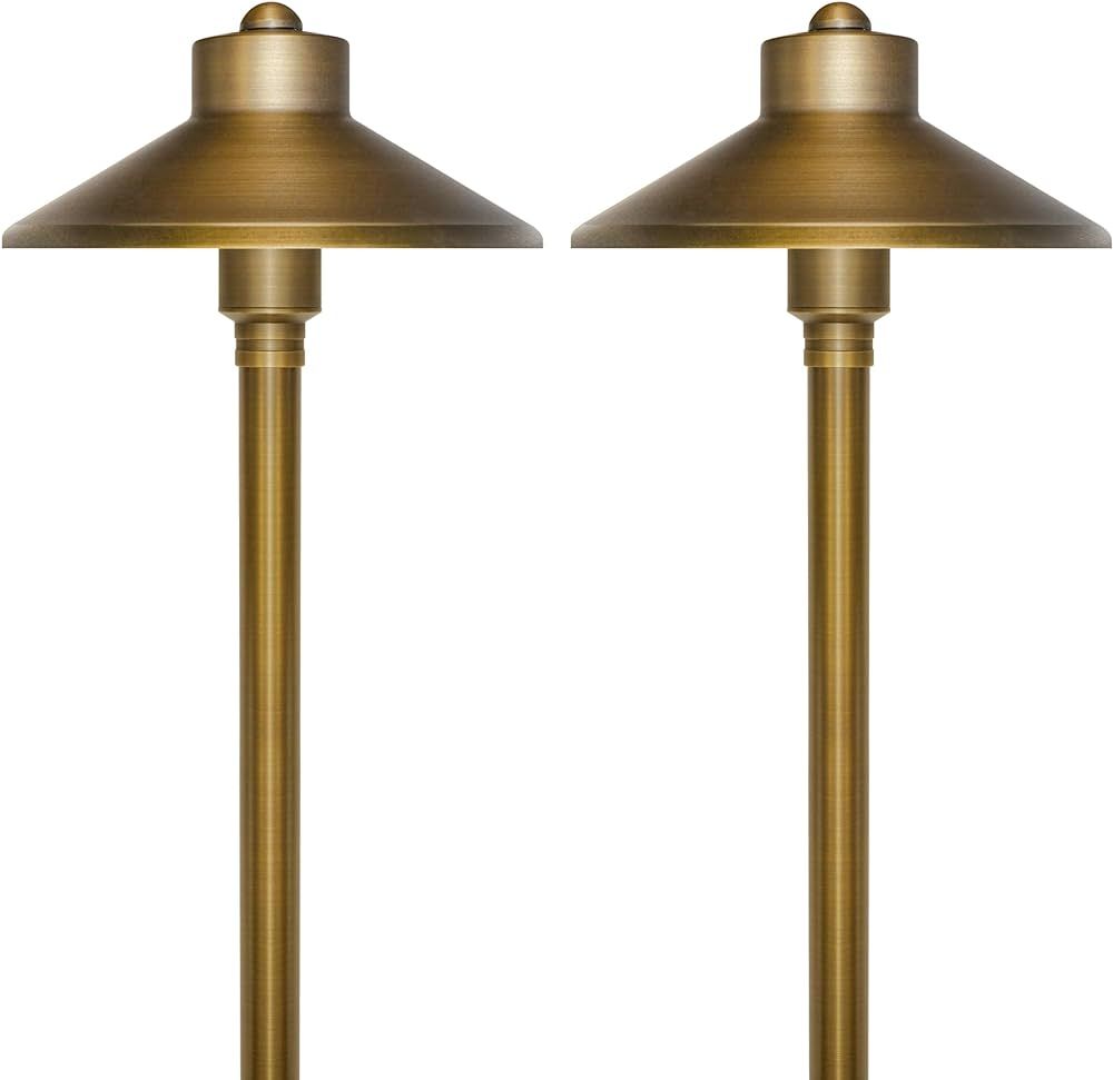 GKOLED Solid Brass Landscape Path Lights (6.7" Shade, 20" Tall), Low Voltage LED 3W 12-24V AC/DC ... | Amazon (US)