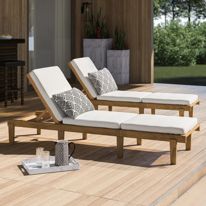 Ardsley 78.74'' Long Reclining Chaise Lounge Set with Cushions (Set of 2) | Wayfair North America