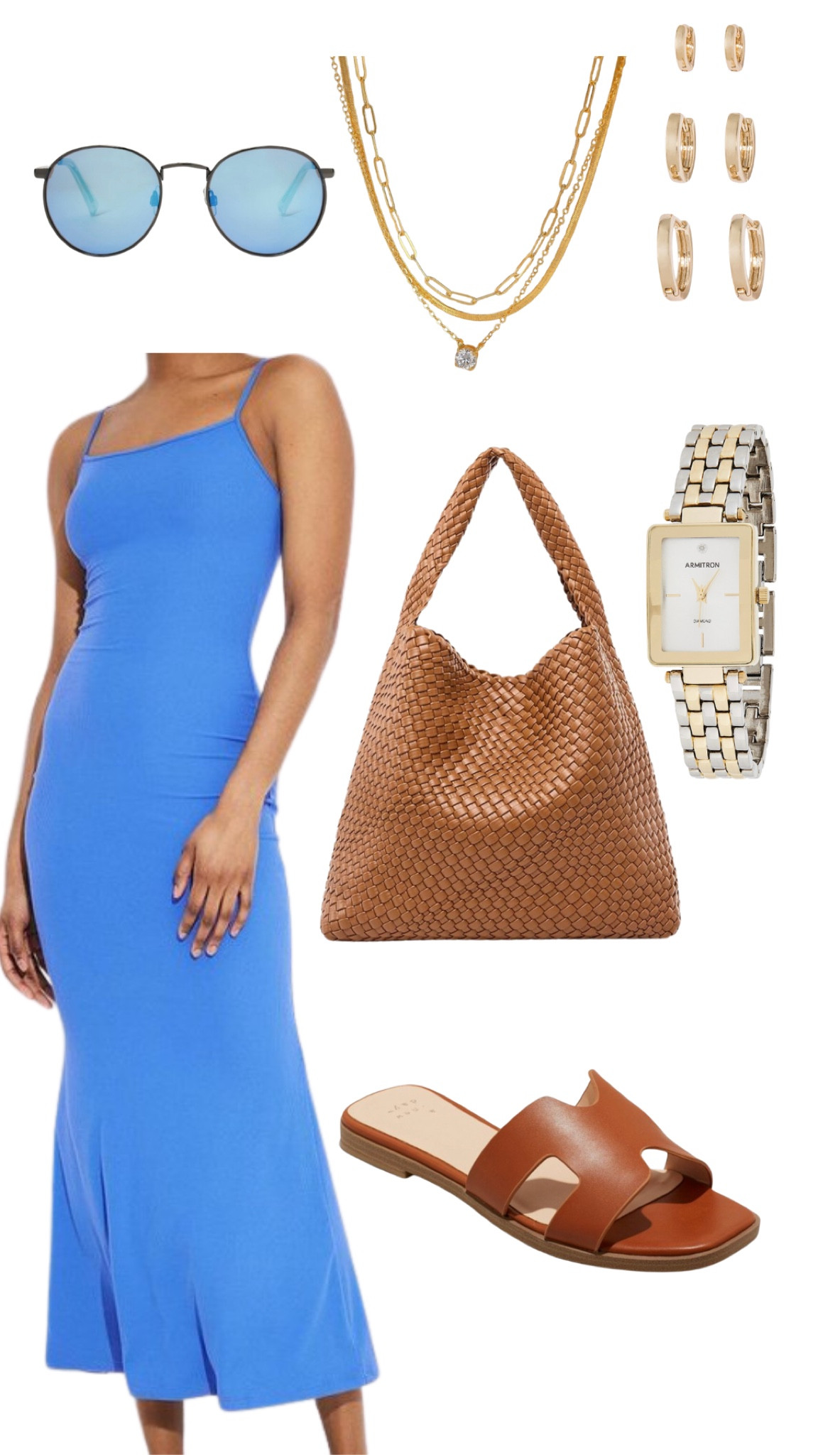 Target style, maxi dress, skims dupe, ribbed bodycon dress, brown sandals, mixed metal, amazon jewelry, mixed metal jewelry, amazon purse, braided tote bag, travel ootd, spring fashion, shopping ootd, summer ootd, target dress, target sandals, amazon fashion, gold jewelry, target jewelry, mixed metal watch, blue sunglasses

#LTKtravel #LTKSeasonal #LTKfindsunder50