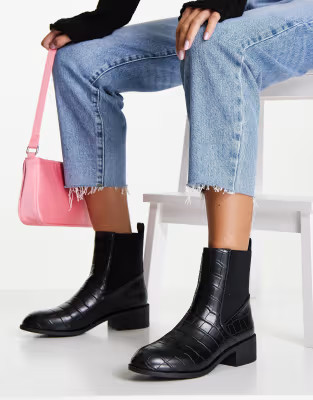 Miss Selfridge angel black croc ankle boot | ASOS (Global)