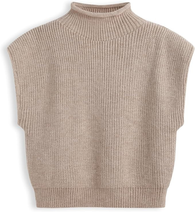 CIDER Women's Sweater Vest Sleeveless Turtle Mock Neck Knit Crop Top | Amazon (US)