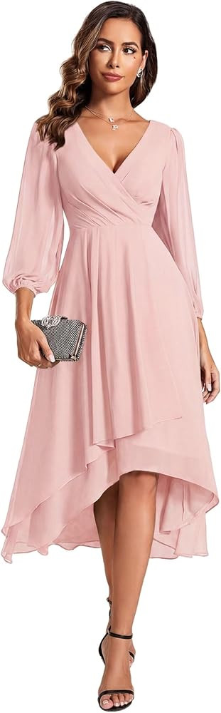 Ever-Pretty Women's Long Sleeves Midi Fall Cocktail Wedding Guest Dresses Cocktail Outfit Amazon | Amazon (US)