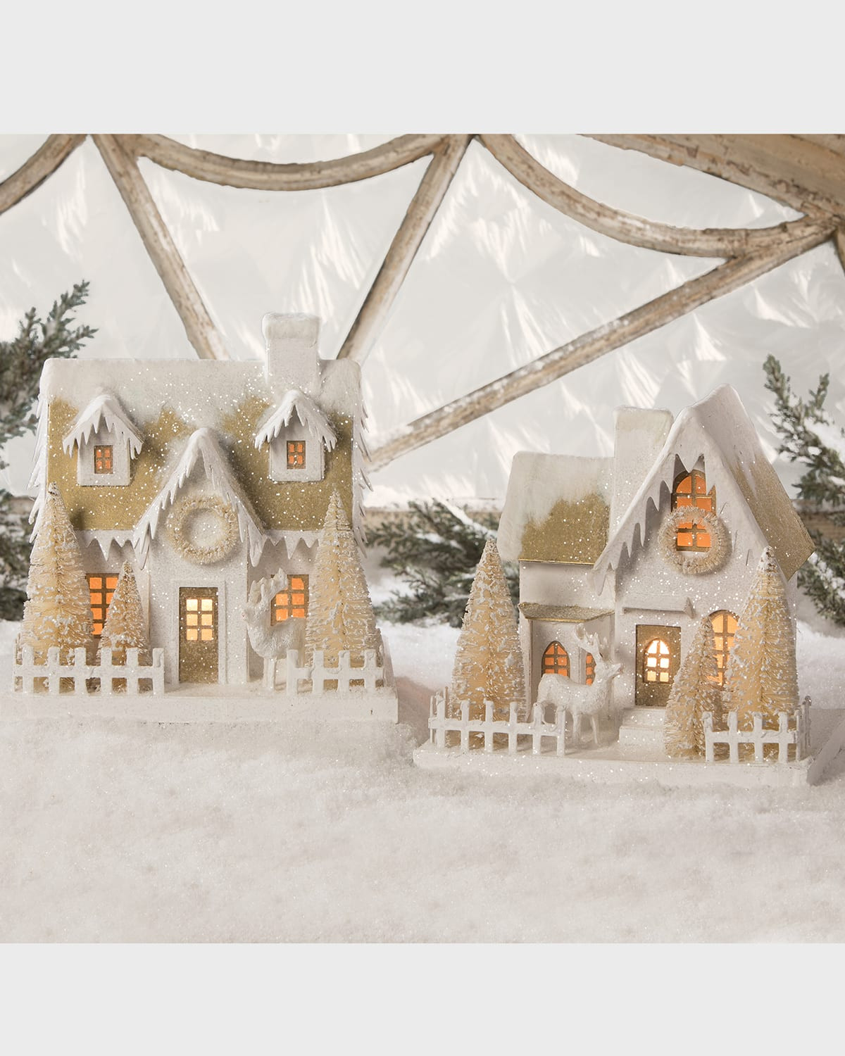 Peaceful Putz Christmas Houses, Set of 2 | Horchow