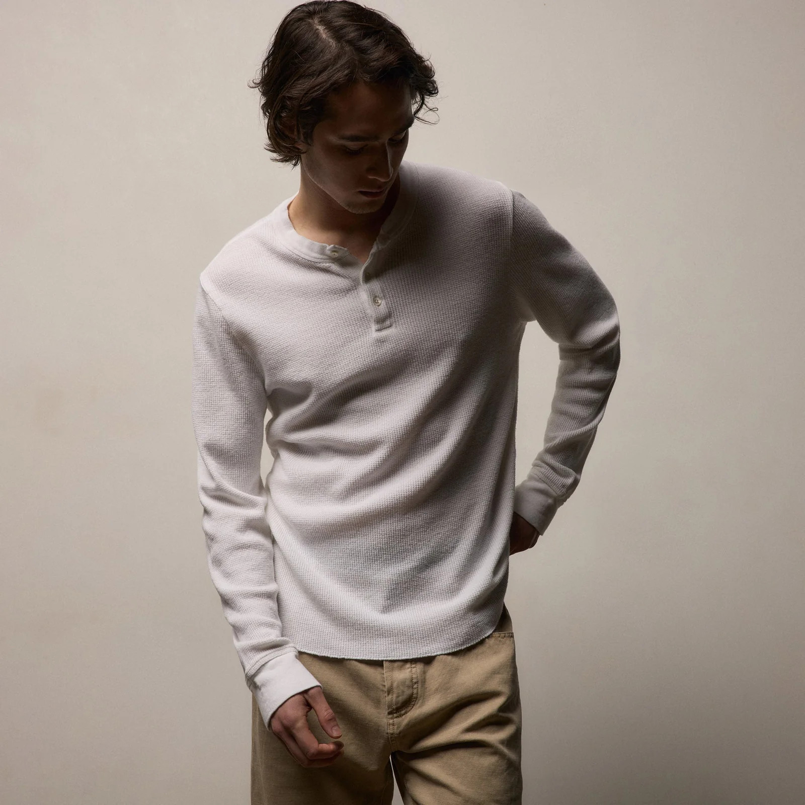Cotton Linen Thermal Henley - White | James Perse Los Angeles | James Perse (US)