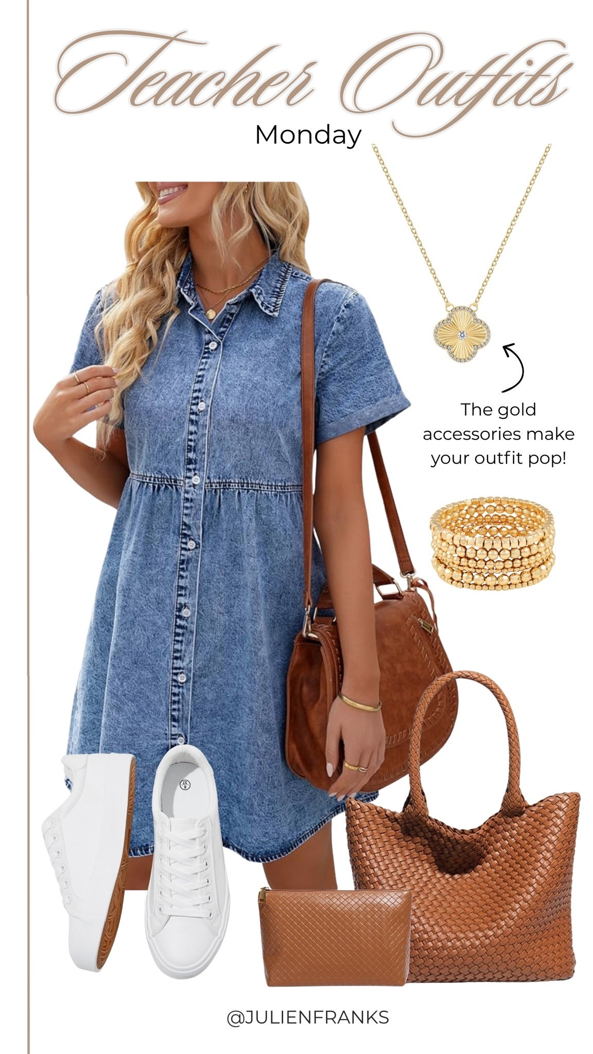 Absolutely obsessed with this Teacher outfit! The gold jewelry really makes the look pop!

#LTKdayinmylife #LTKootd #LTKgrwm