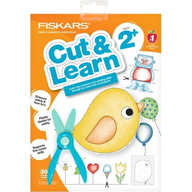 Fiskars Kids Cutting Activity Book with Blue Starter Scissors for Kids Ages 2+ | Walmart (US)