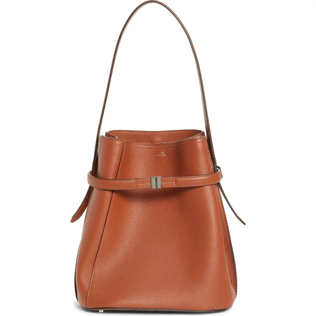 TOTEME Belted Grained Leather Bucket Bag in Sienna at Nordstrom | Nordstrom
