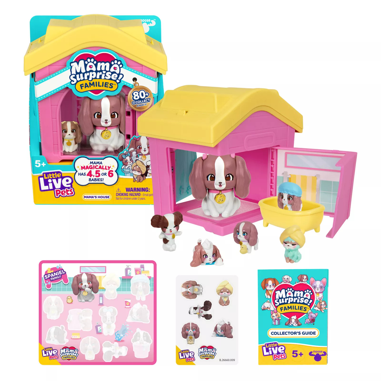 Little Live Pets Mama Surprise Families Mama's House Spaniel Playset, Yellow Pink | Kohl's
