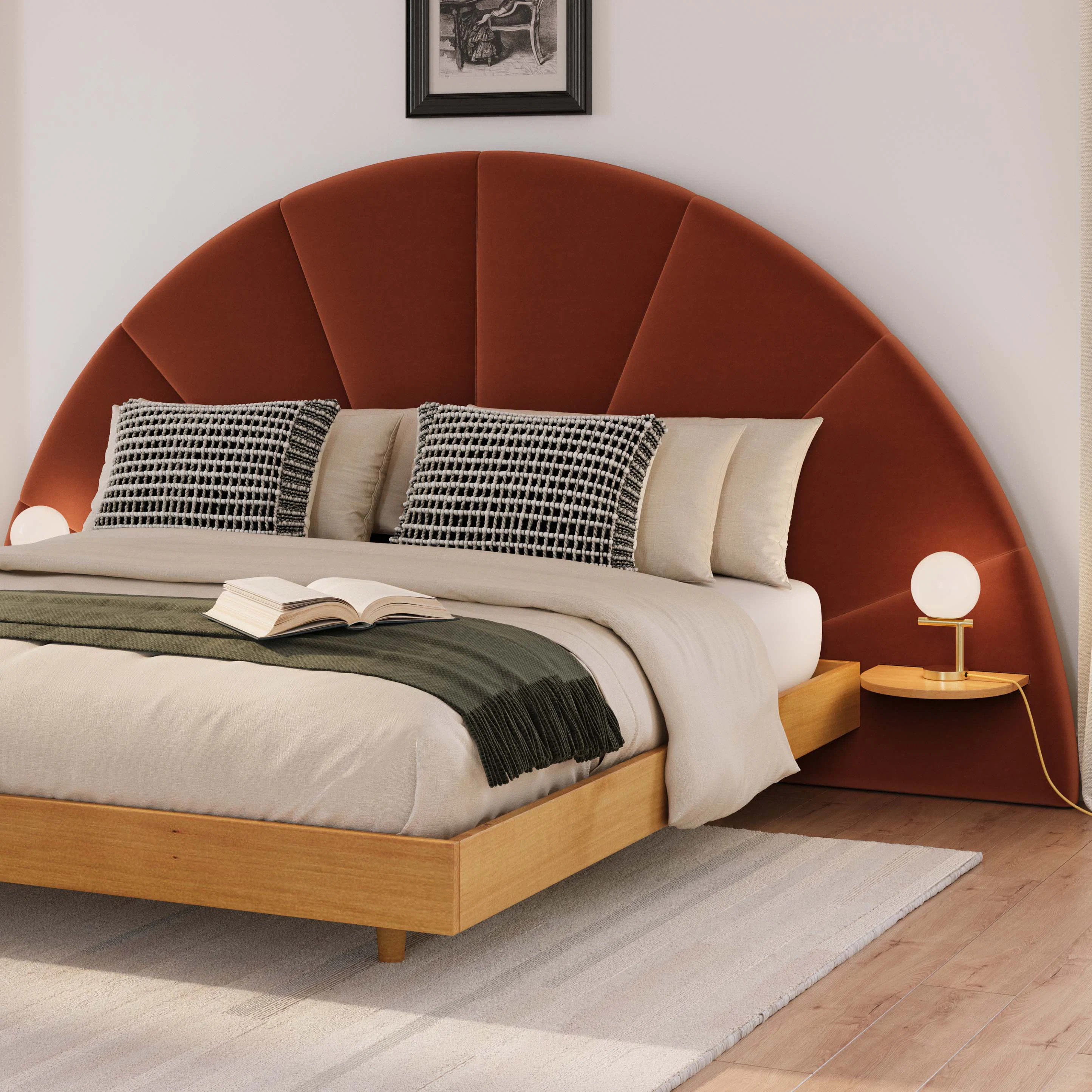 Almelo King Velvet Headboard - Hale Rust | Article