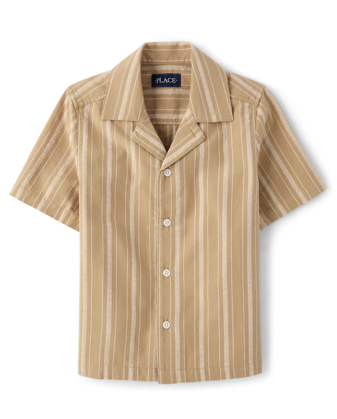 Boys Embroidered Textured Button Up Shirt - brown | The Children's Place