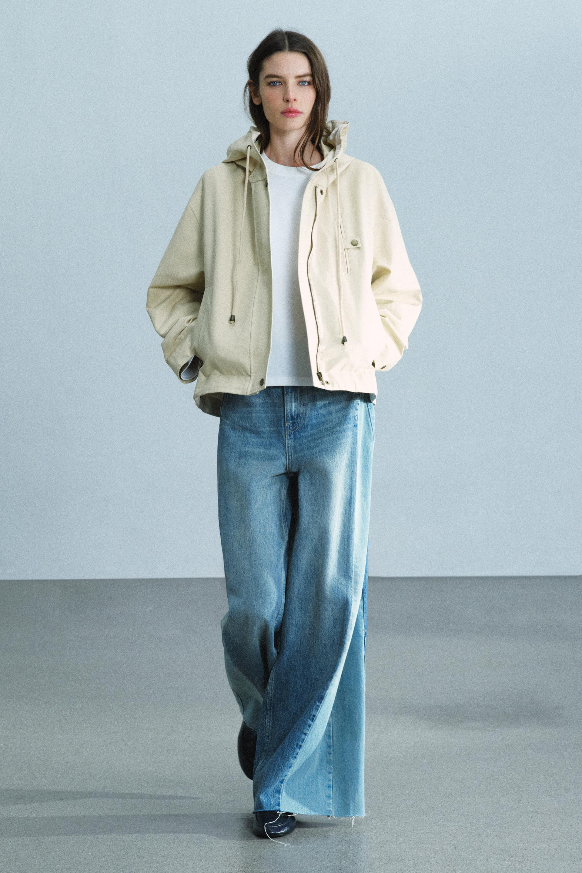 Zara - Zw Collection Mid-Rise Patchwork Wide Leg Jeans - Mid-Blue - 32 (Us 14) - Woman | Zara US