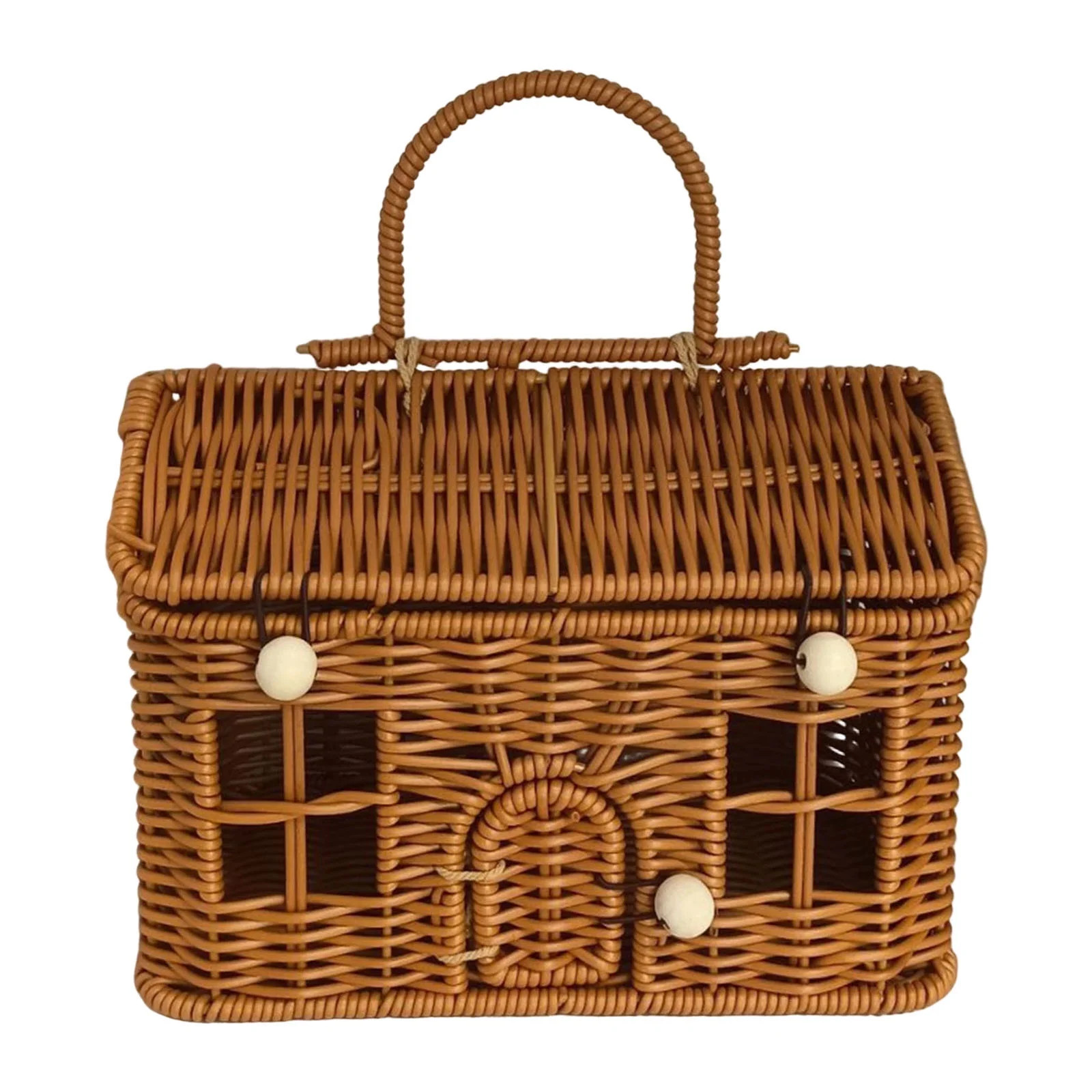WNEXOPE Vintage Hand-Woven Wicker House Basket with Hinged Door - Rustic Christmas Gift & Treat D... | Walmart (US)