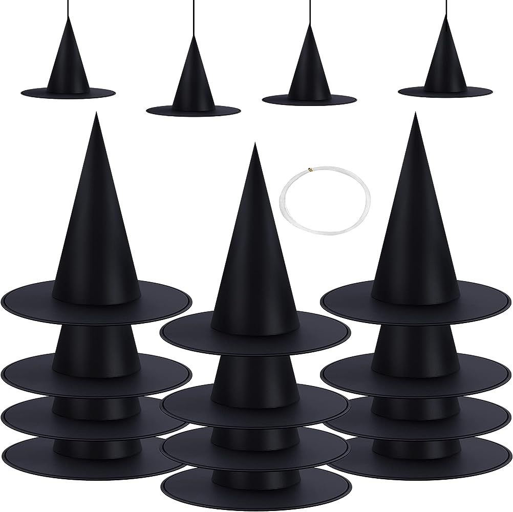 Halloween Decorations Witch Hat Set - 12PCS Black Witch Hats, Halloween Decor Halloween Party Dec... | Amazon (US)