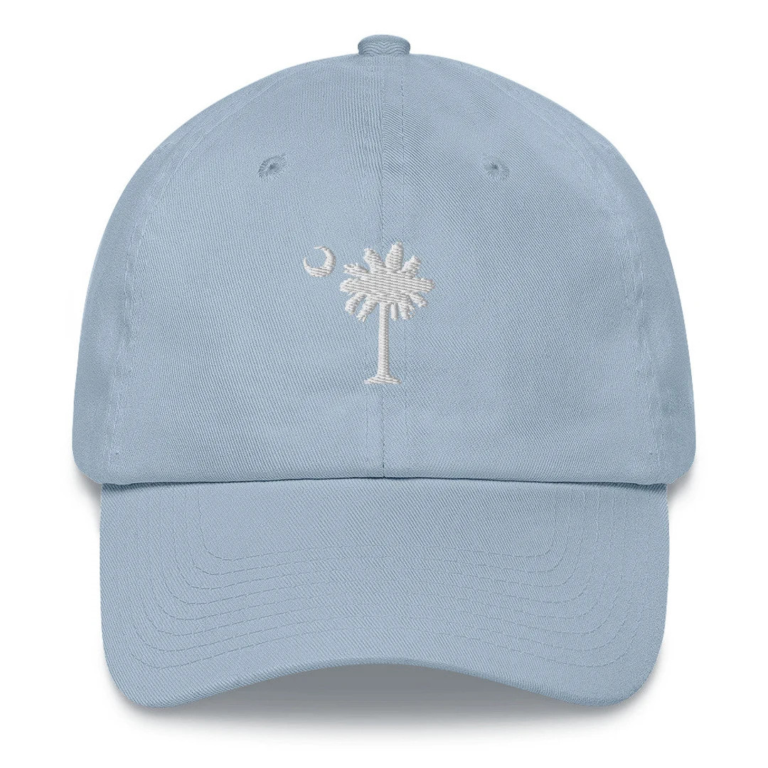 Carolina Palmetto Light Blue Cotton Dad Hat With White Embroidered Palmetto Tree Adjustable Strap... | Etsy (US)