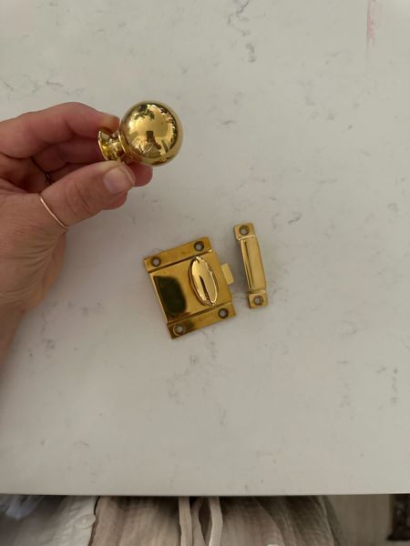 Cabinet hardware for the pantry is in! We’re doing unlaqured brass and I’m obsessed! Cabinet latch for the hutch and round knob for the cabinet door  

#LTKhome #LTKunder50 #LTKFind