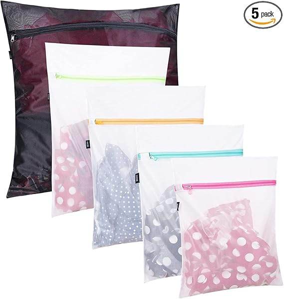 Set of 5 Mesh Laundry Bags-1 Extra Large, 2 Large & Medium for Blouse, Hosiery, Stocking, Underwe... | Amazon (US)