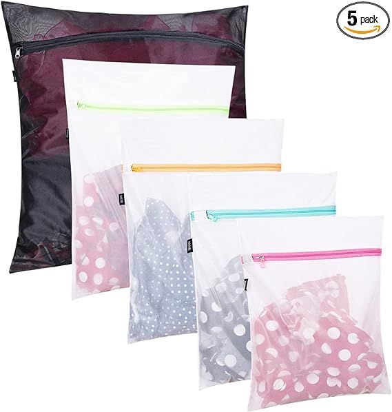 Set of 5 Mesh Laundry Bags-1 Extra Large, 2 Large & Medium for Blouse, Hosiery, Stocking, Underwe... | Amazon (US)