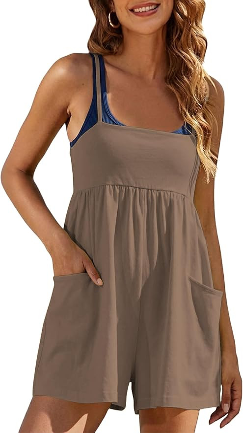 Womens Summer Strappy Romper - Adjustable Strap Hot Shot Overalls with Pockets for Casual Beach V... | Amazon (US)