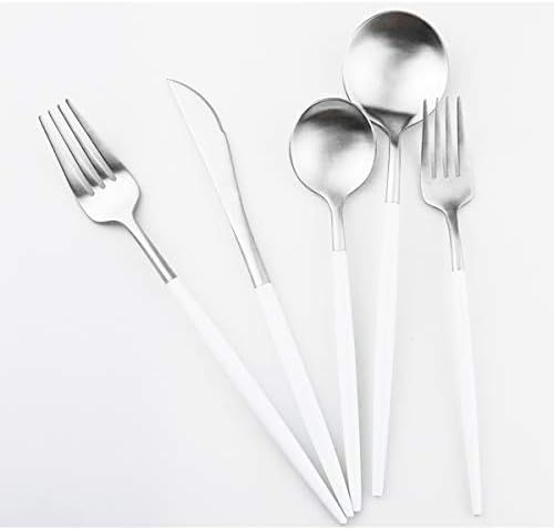 Gugrida Luxury Flatware, Royal 5 Piece Matte White Handle 18/10 Stainless Steel Tableware Sets fo... | Amazon (US)