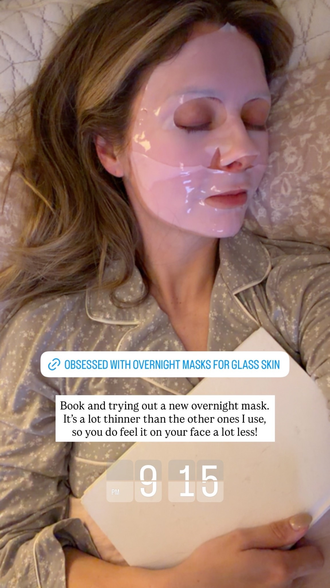 @medicube_global_official  Book and trying out a new overnight mask. It’s a lot thinner than the other ones I use, so you do feel it on your face a lot less! @tommyjohnwear