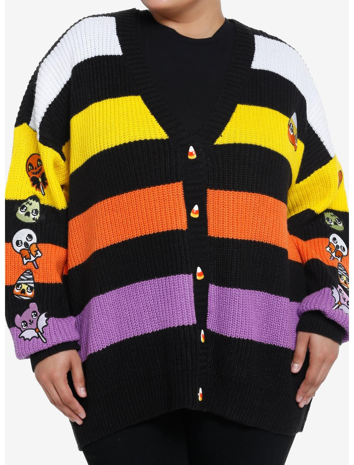 Sweet Society Kawaii Halloween Candy Stripe Girls Cardigan Plus Size | Hot Topic | Hot Topic