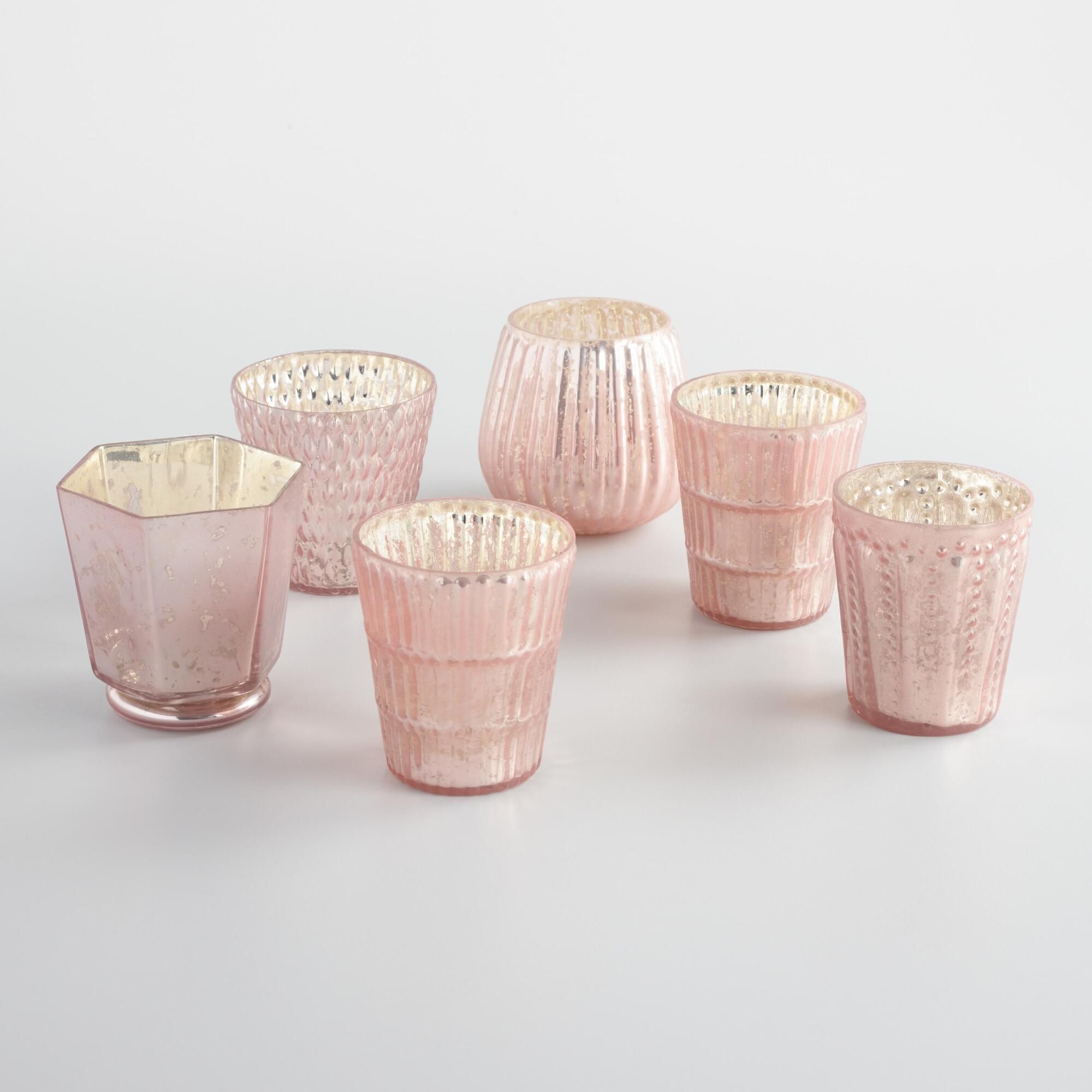 Pink Mercury Glass Votive Candleholders Set of 6 by World Market | World Market