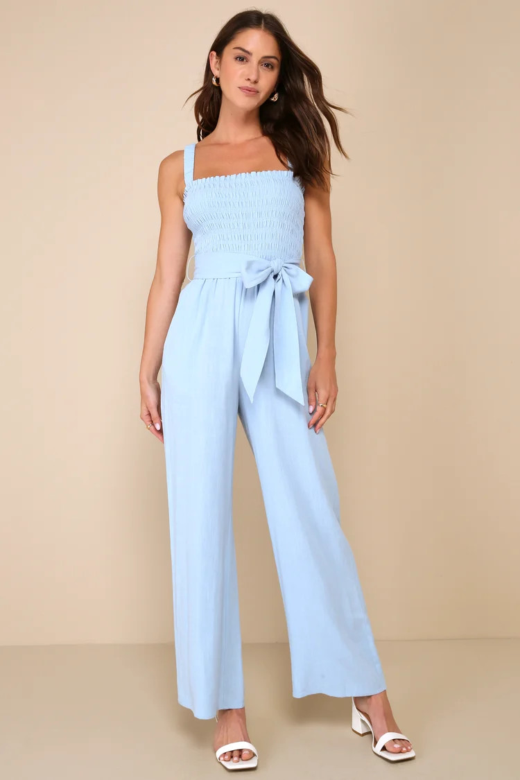 Summer Moments Light Blue Jumpsuit Linen Jumpsuit Summer Jumpsuit Summer Outfits 2024 | Lulus