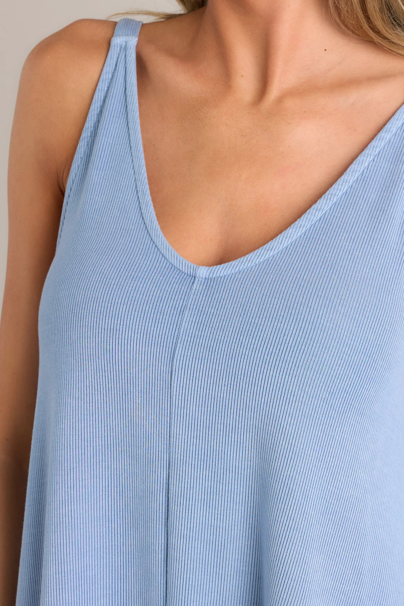 Into The Sky Ribbed Blue Mini Dress | Red Dress