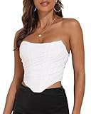 Women's Vintage Strapless Open Back Boned Mesh Bustier Zip Back Corset Bodyshaper Crop Top | Amazon (US)