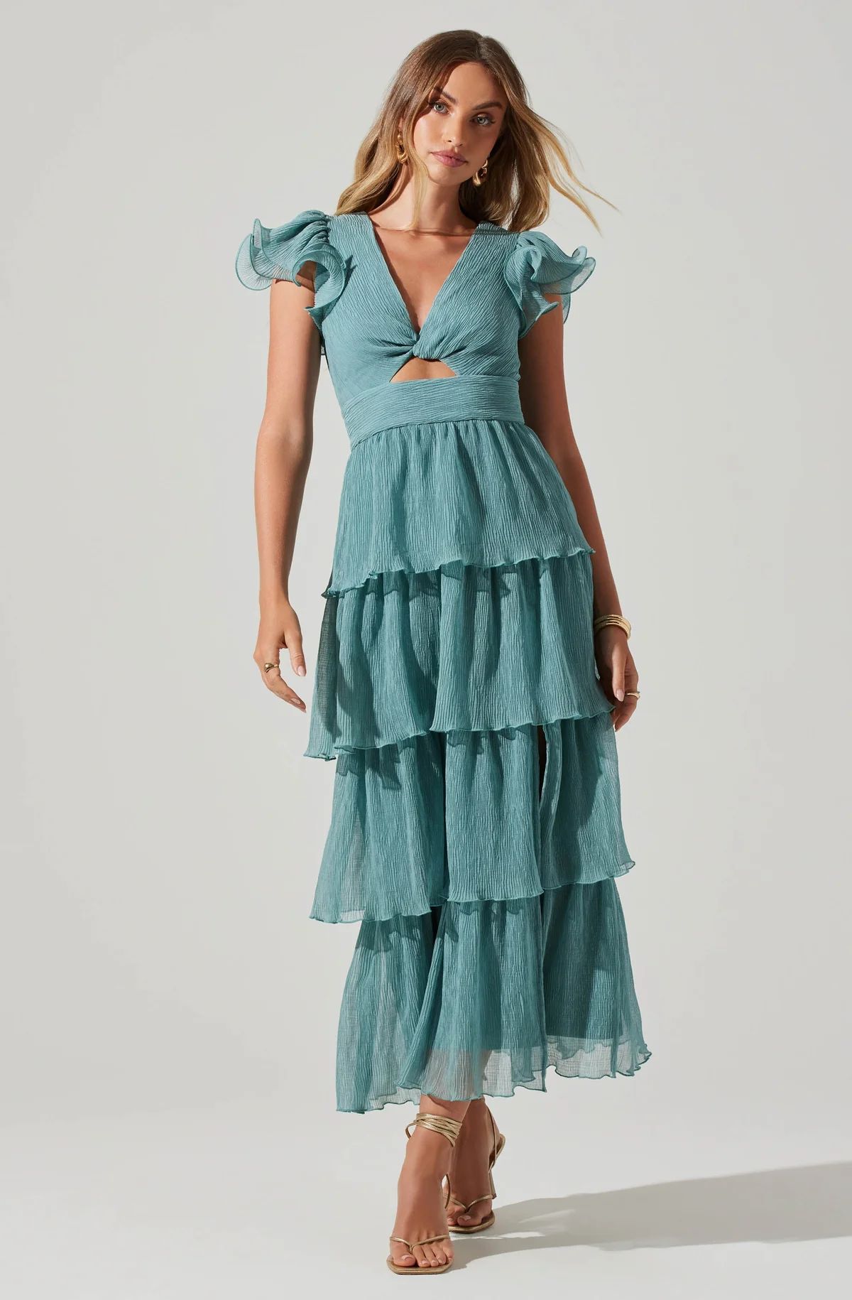 Emporia Tiered Tulle Midi Dress | ASTR The Label (US)