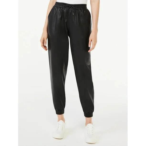 Scoop Women's Faux Leather Joggers - Walmart.com | Walmart (US)