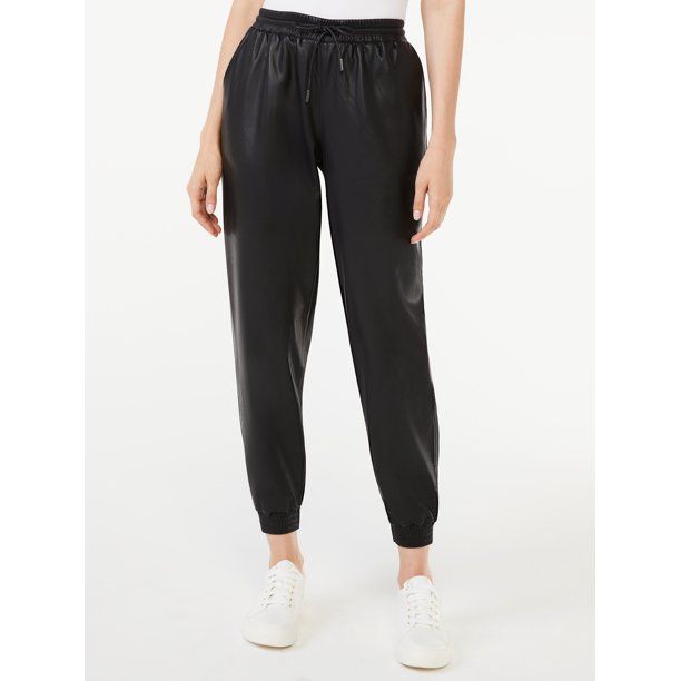 Scoop Women's Faux Leather Joggers - Walmart.com | Walmart (US)