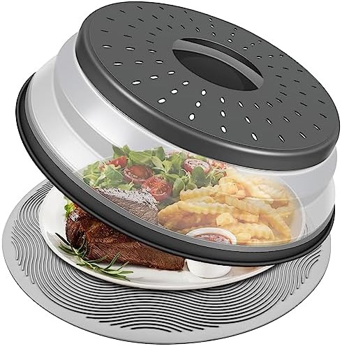 LekDrok 10 Inch Microwave Food Cover & Collapsible Silicone Mat - Splatter Guard, Plate Holder & ... | Amazon (US)