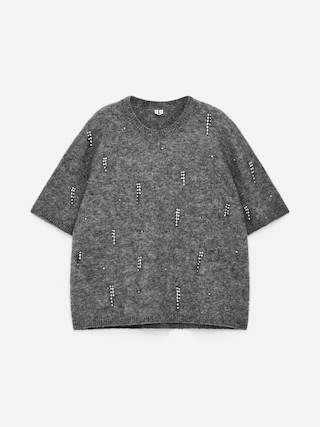 Verziertes Strickoberteil – Grau – Damen – ARKET DE | Arket EU