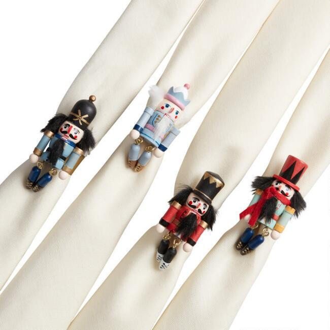 Watercolor Nutcracker Napkin Rings 4 Pack | World Market