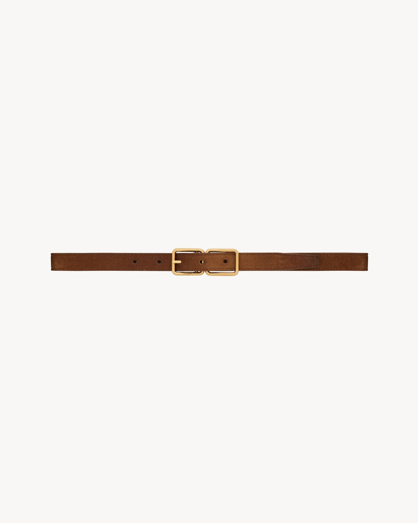 double-buckle thin belt in aged suede | Saint Laurent Inc. (Global)
