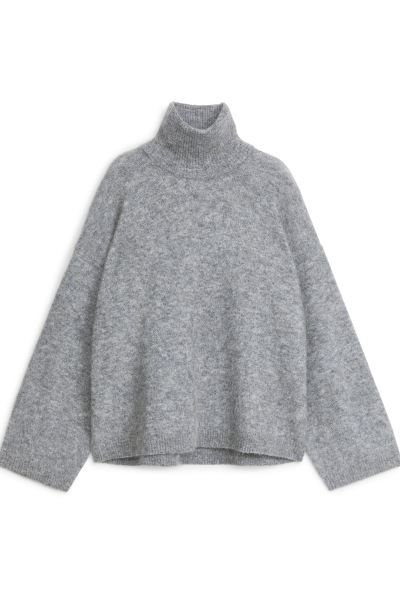 Wool-Alpaca Roll-Neck Jumper - Grey - Ladies | H&M GB | H&M (UK, MY, IN, SG, PH, TW, HK)