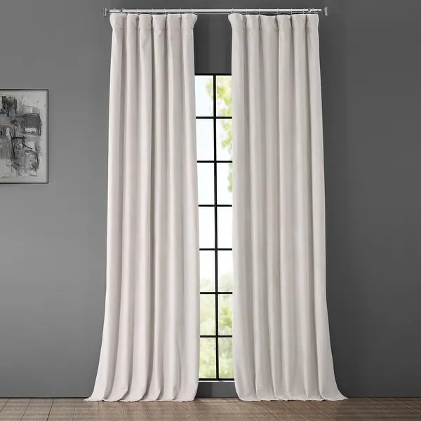 Exclusive Fabrics Signature Porcelain White Velvet Blkt Curtain Panel | Bed Bath & Beyond