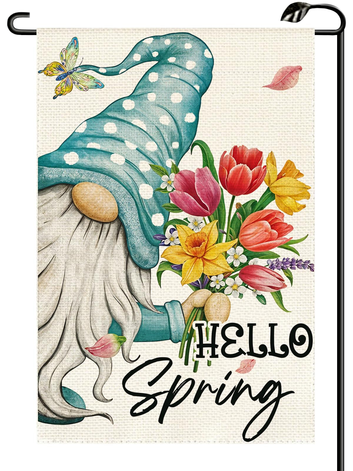 Gnome Hello Spring Garden Flag 12x18 Inch Vertical Double Sided Summer Seasonal Butterfly Floral ... | Amazon (US)