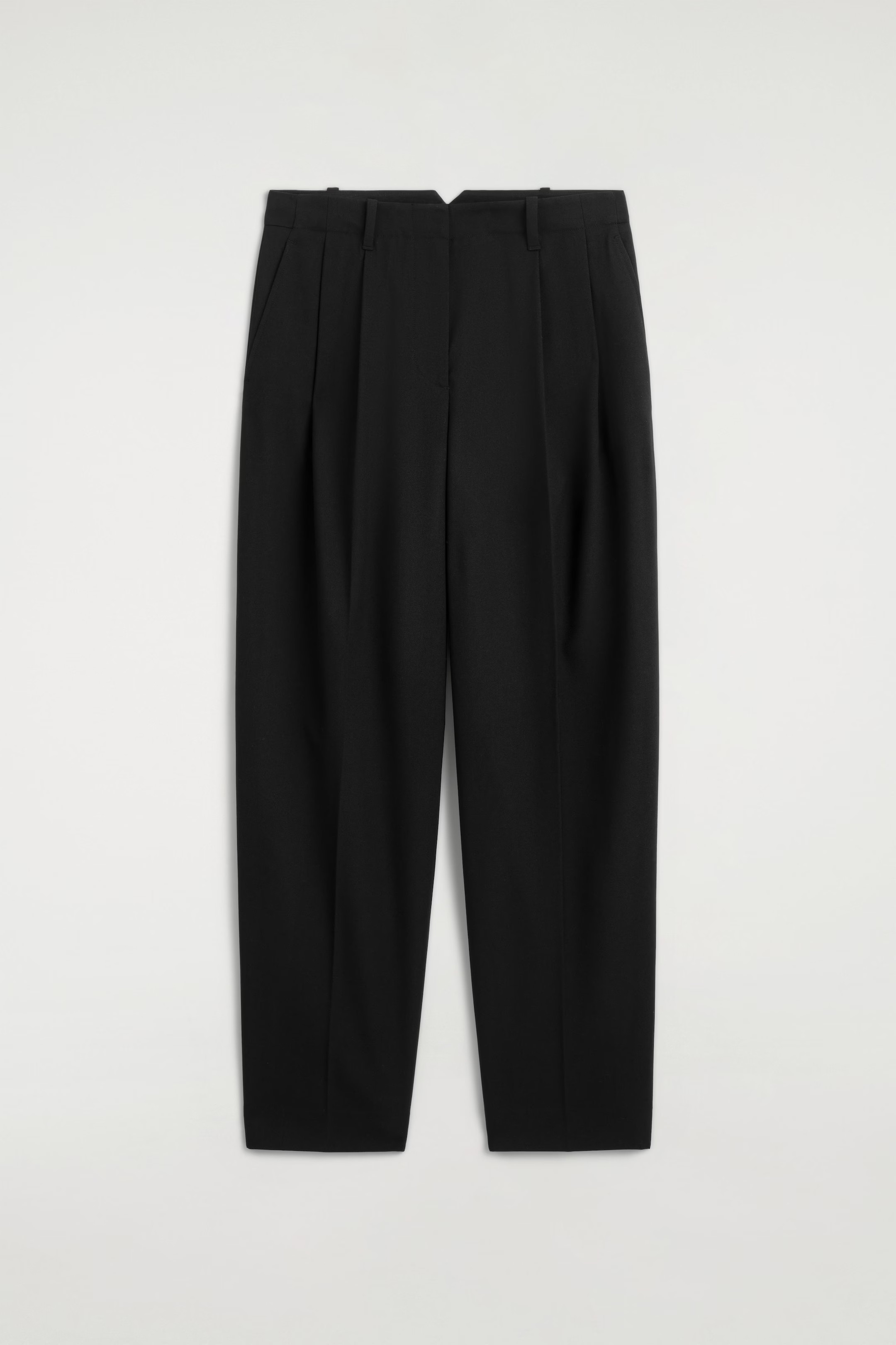 PLEATED WOOL-BLEND TAPERED PANTS - BLACK | COS US | COS (US)