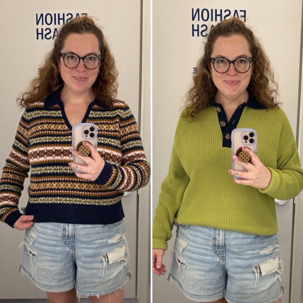 My two favorite sweaters right now from Old Navy ❤️ wearing a L on the left and a M on the right! Both are 50% off right now for cardholders with code FIFTY!