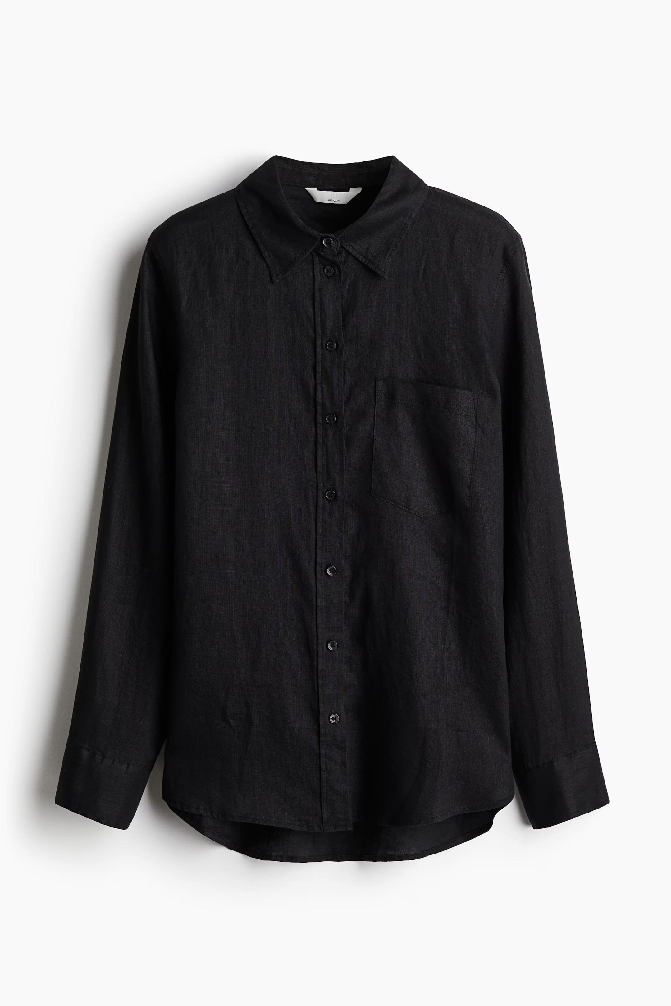 Linen shirt - Black - Ladies | H&M GB | H&M (UK, MY, IN, SG, PH, TW, HK)