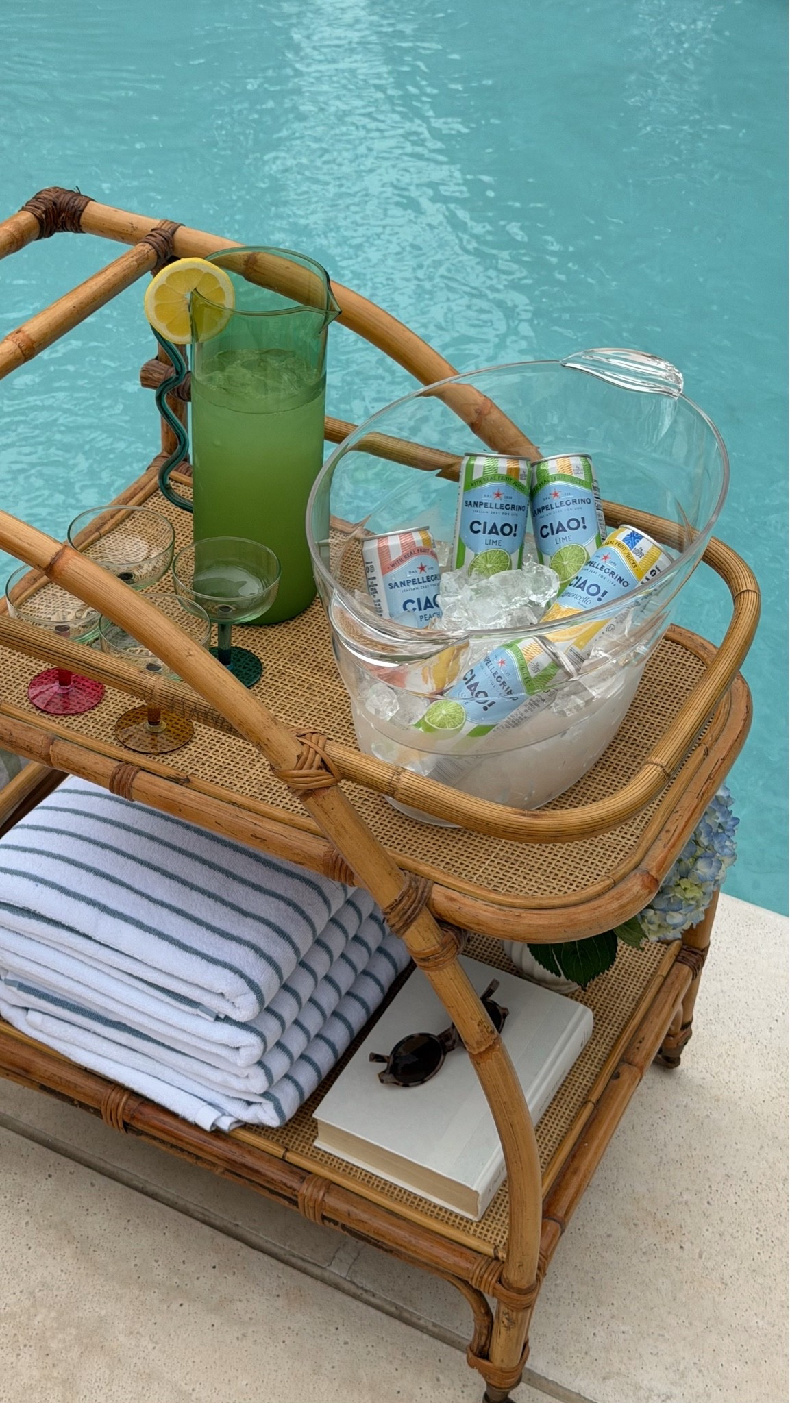 #ad Ready for pool parties with this outdoor entertaining setup from @Wayfair! I’m obsessed with this rattan bar cart and colorful glasses! 

#wishyouwerehere #outdoor #Wayfair #WayfairPartner

#LTKSeasonal #LTKHome