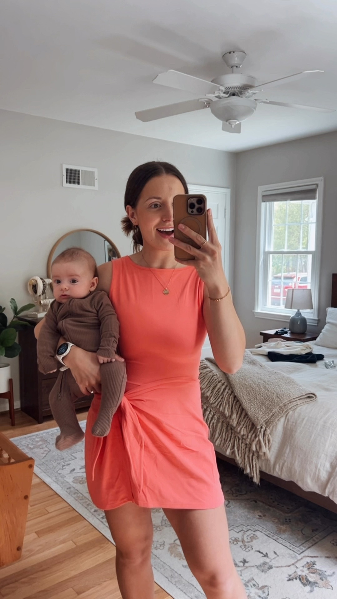 The cutest active dress! Wearing size S but might exchange for an XS! Built in bra & shorts and so flattering postpartum!