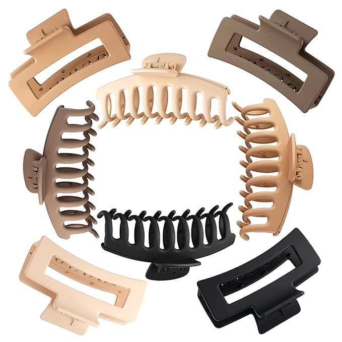 8 PCS Large Hair Claw Clips 4.3" Hair Clips for Women & Girls, Strong Hold Matte Claw Hair Clips ... | Amazon (US)