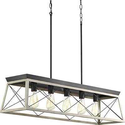 Briarwood Collection Whitewashed Five-Light Farmhouse Linear Chandelier | Amazon (US)
