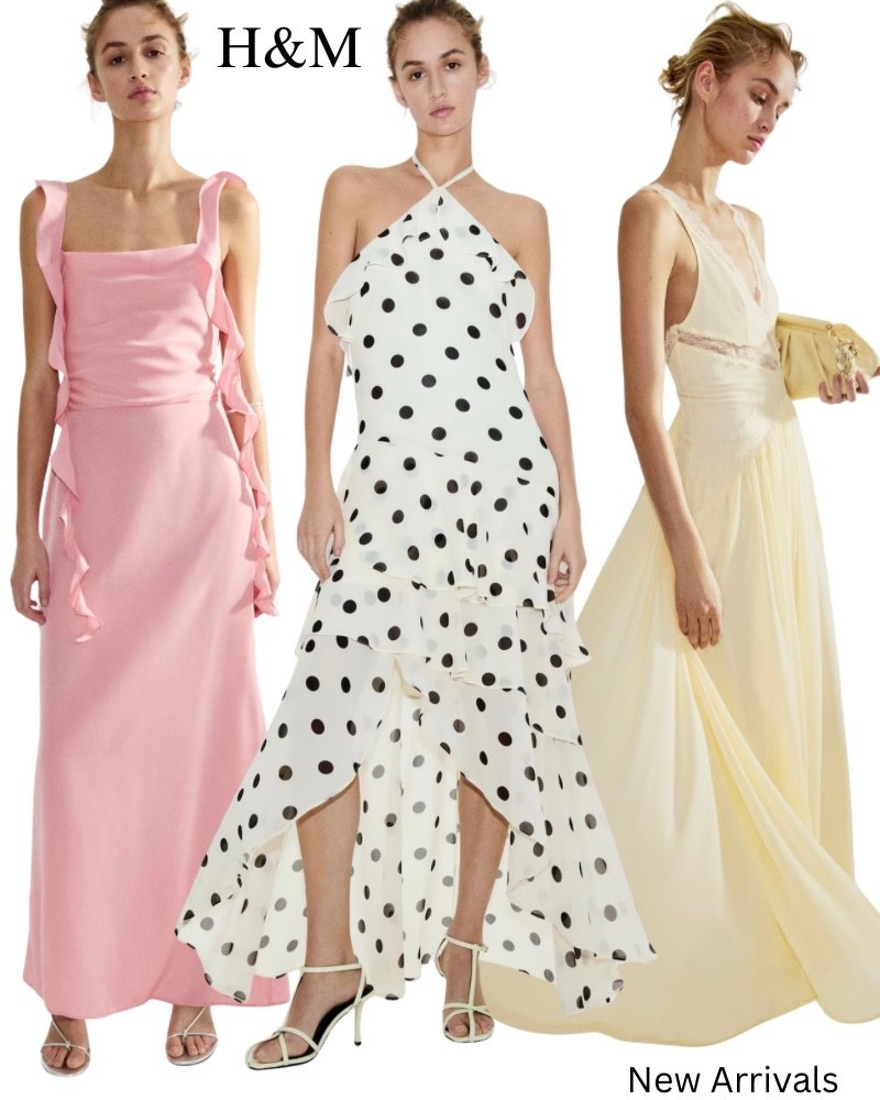 H&M new arrivals, wedding guest dresses, pink, maxi dress, polkadot, halter, maxi, yellow, floaty, dress, spring, summer.

#LTKWedding #LTKootd #LTKSeasonal