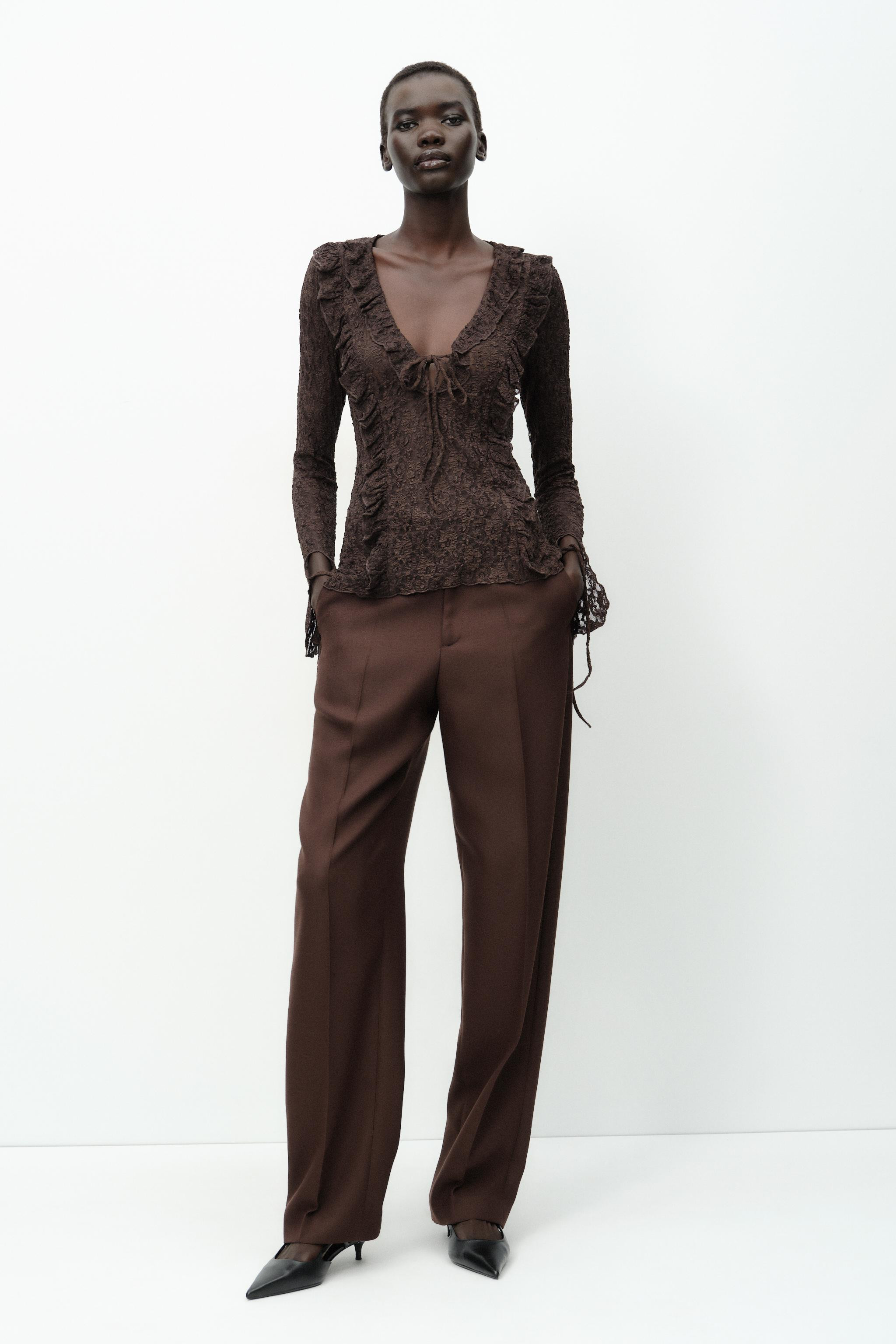 RUFFLED LACE TOP | Zara AU