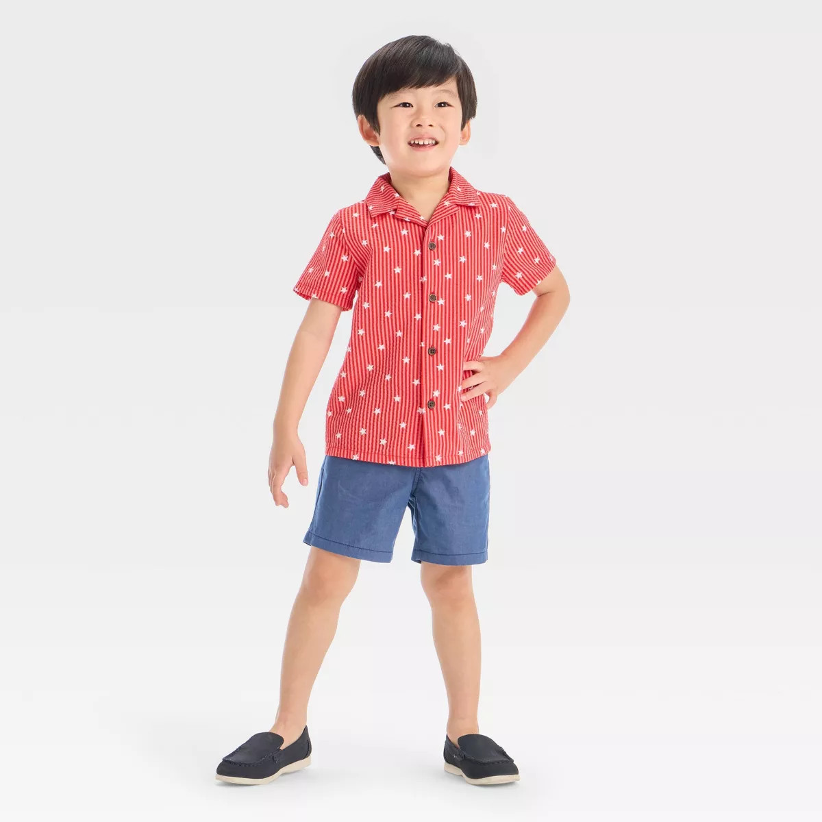 Toddler Boys' 4th Of July Short Sleeve Stars and Striped Button Up and Shorts Set - Cat & Jack™... | Target